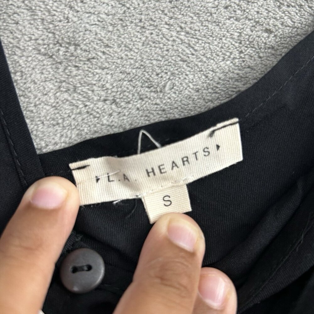 LA HEARTS Shirt Womens Small Black Flare Sleeve Top V-Neck Front Tie Casual - Picture 9 of 12